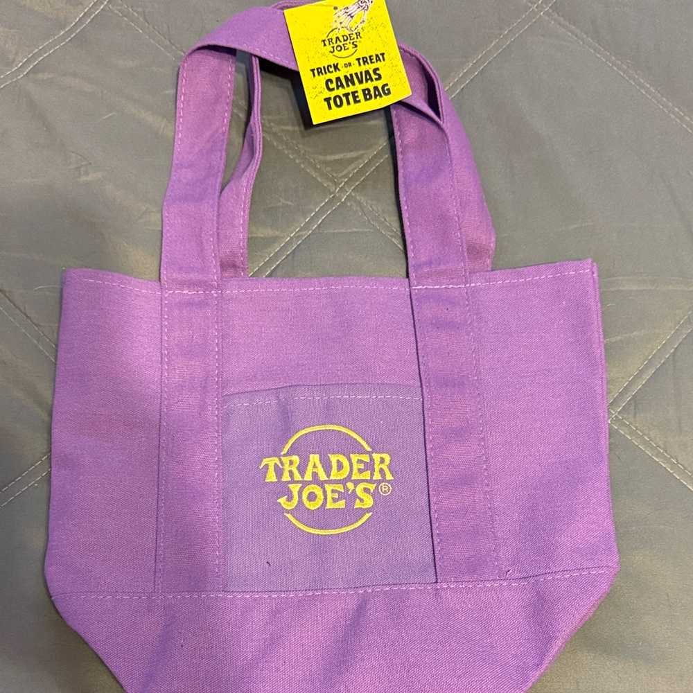 NWT Trader Joe's Halloween 2025 Purple Canvas Tote Bag